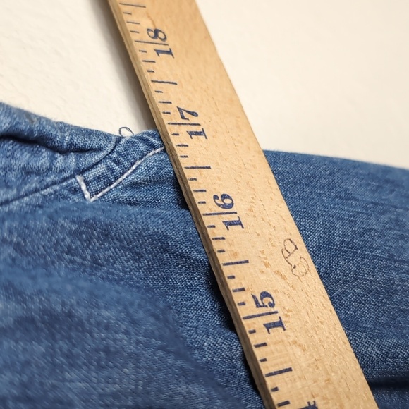 Free People Chester Dress Womens Large Stretch Denim Flutter Sleeve Sparkle 8 - Picture 12 of 15